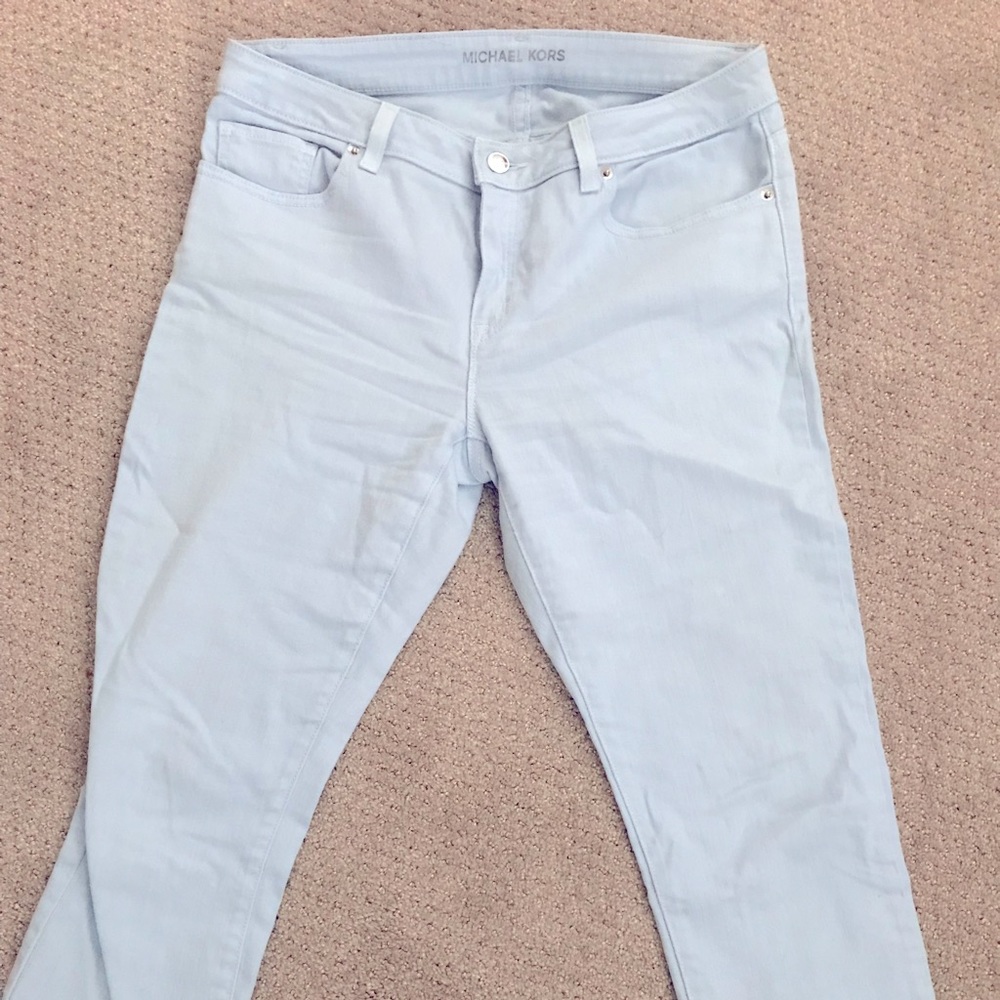 Michael Kors Sky Blue Capri stretch denim pants